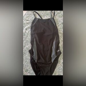Speedo Black and Gray Athletic Swimsuit